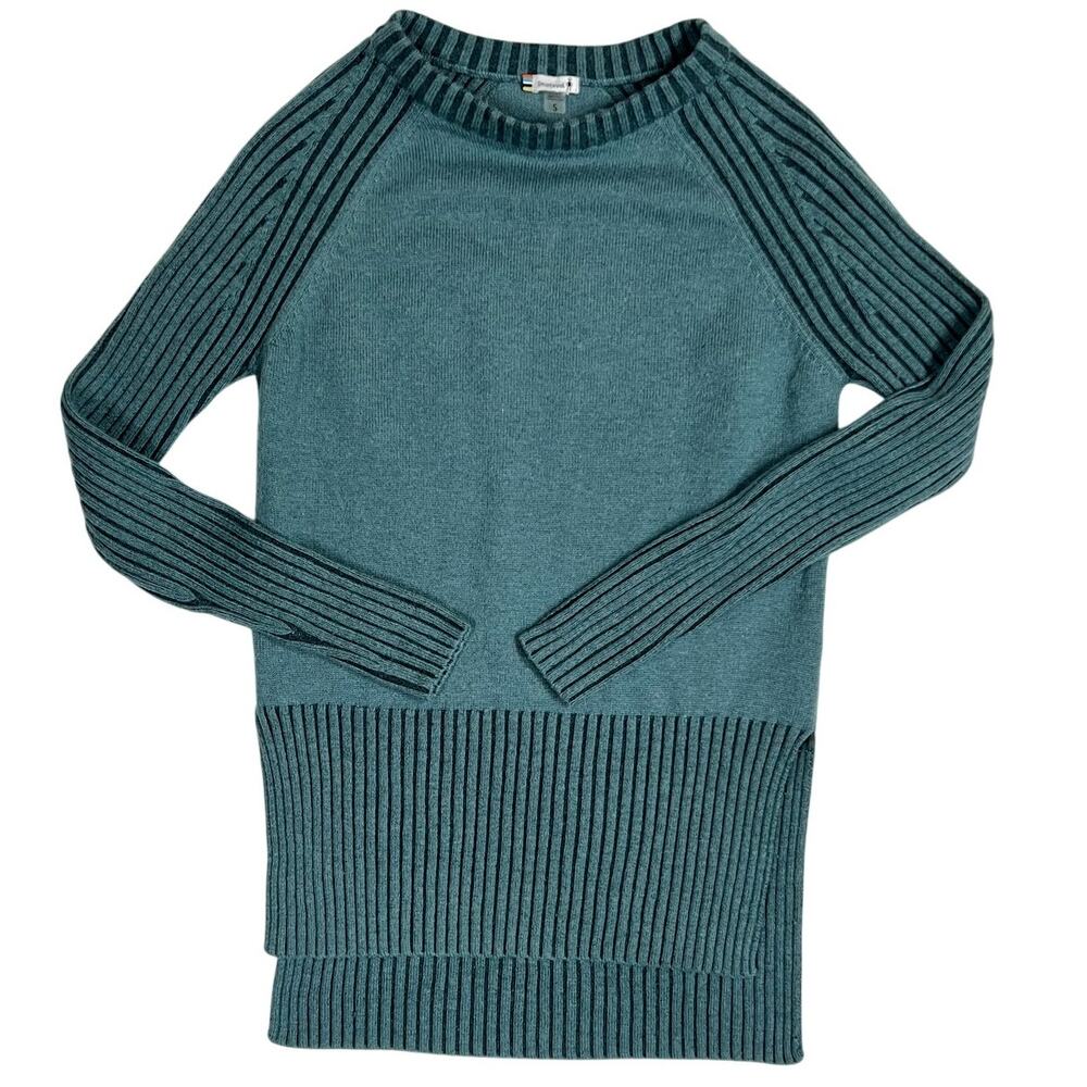 Smartwool Wool Sweater Womens Small Green Merino Ribbed Tunic Warm Outdoor